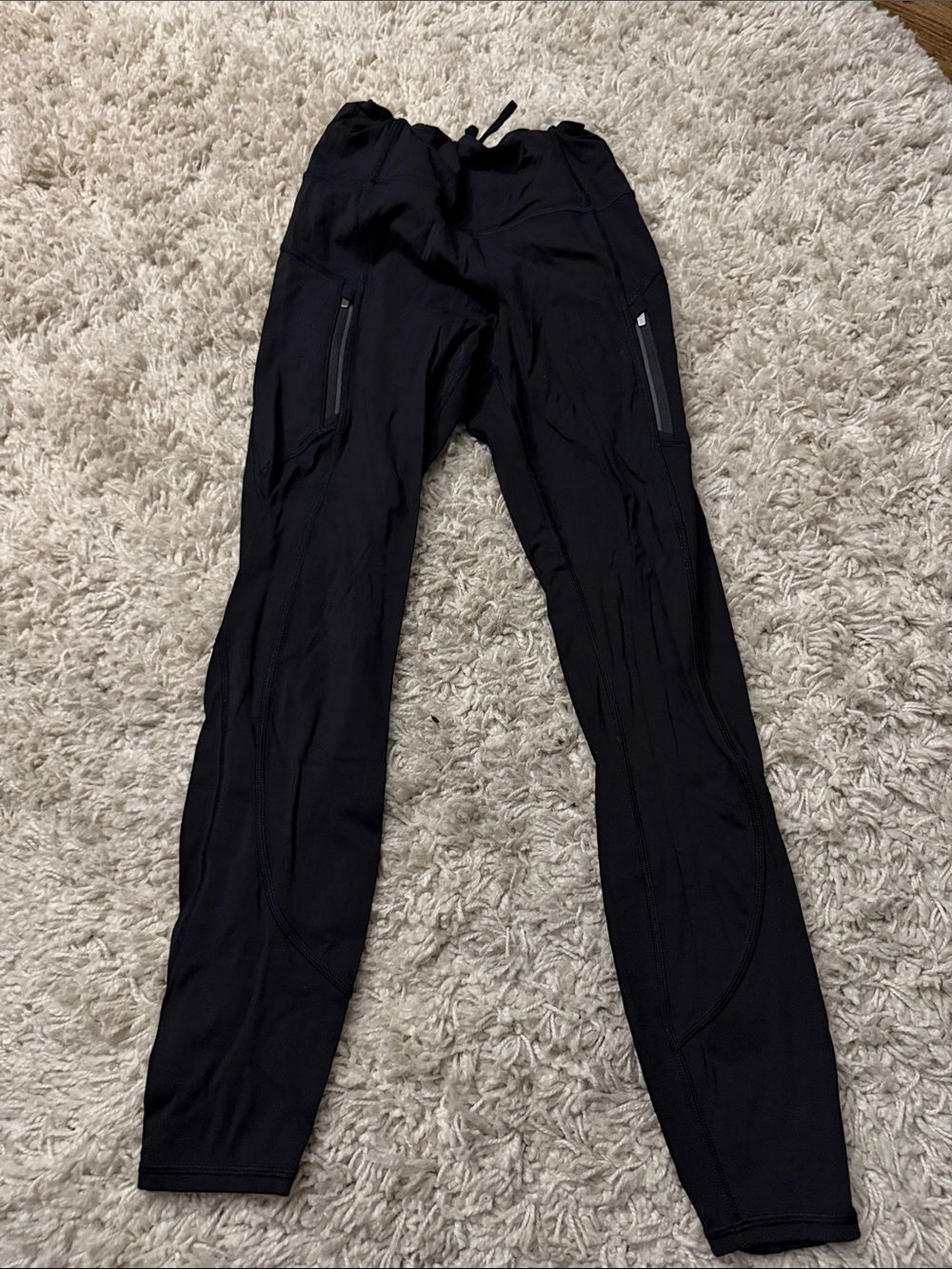 Athleta Rainier Black Drawstring Zip-Pocket Track Pants